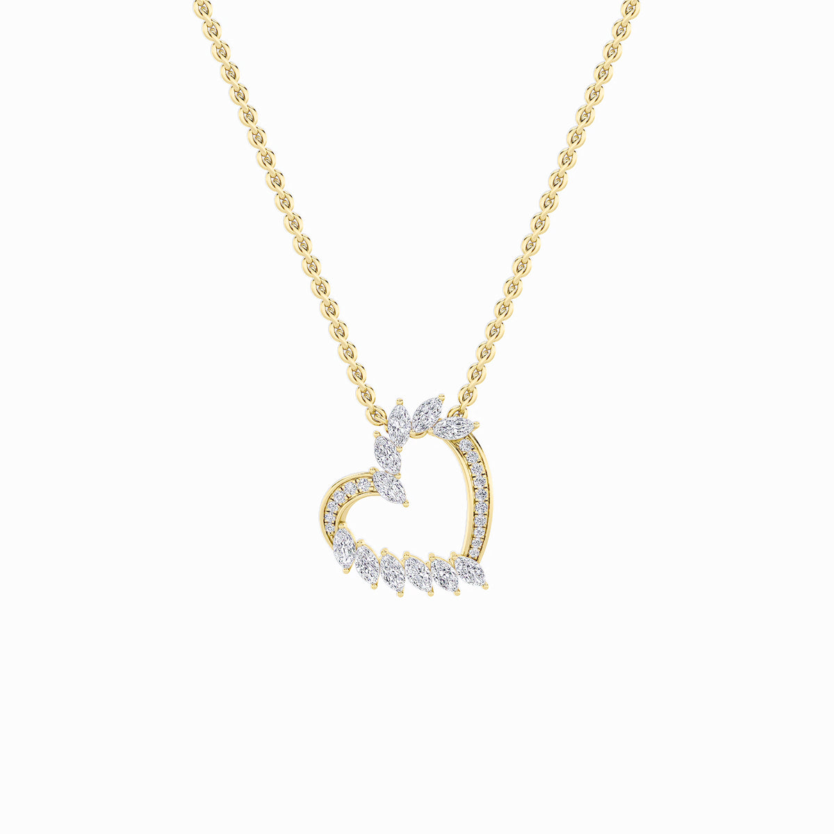 Marquise Shaped Lab Grown Diamond Heart Shaped Pendant