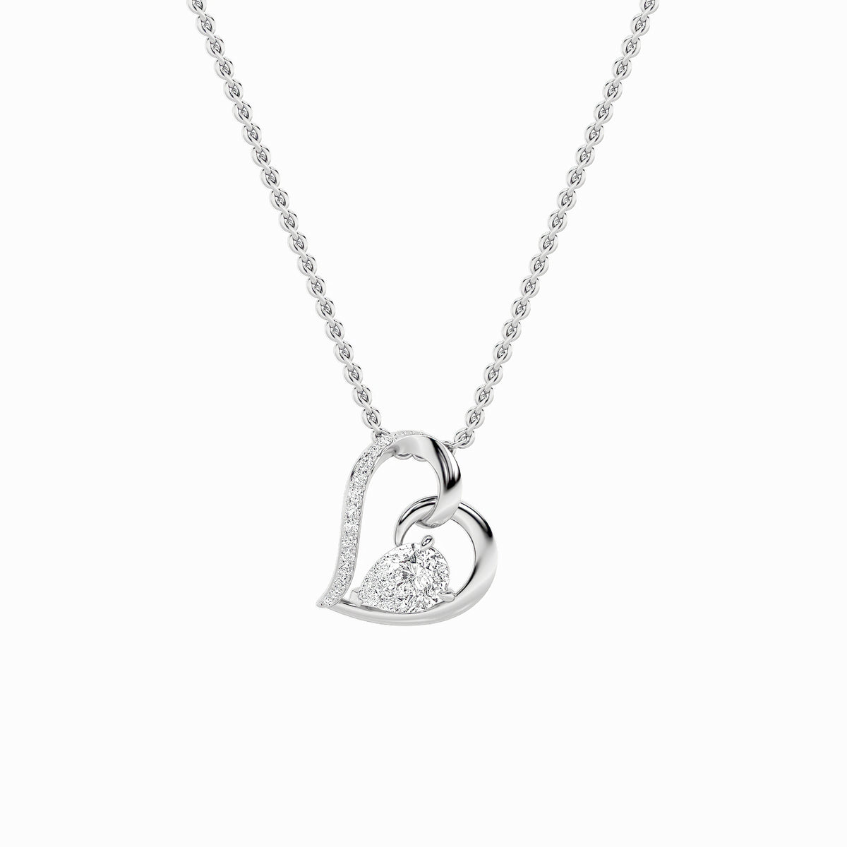Pear Shaped Lab Grown Diamond Heart Shaped Pendant