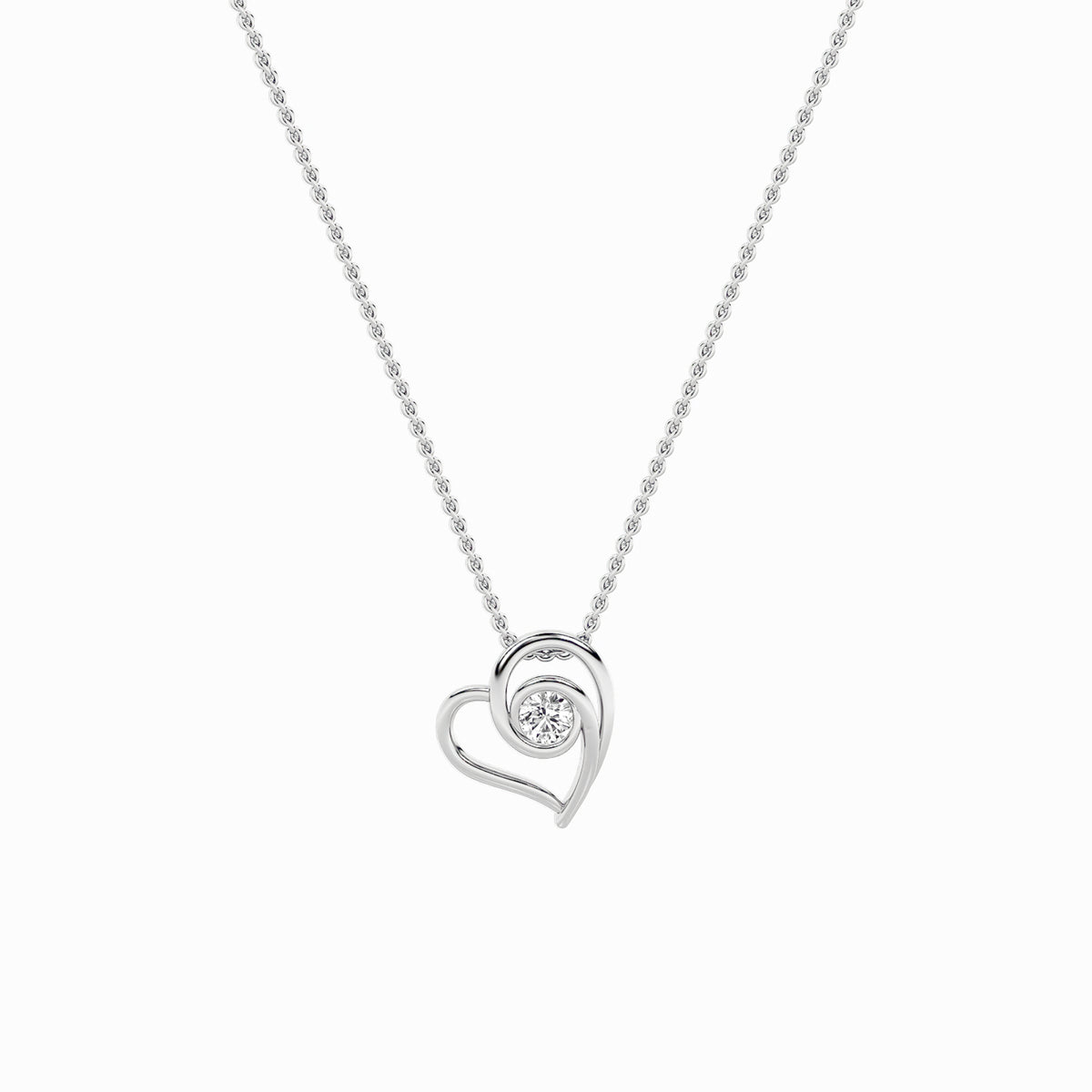 Round Shaped Lab Grown Diamond Heart Shaped Pendant