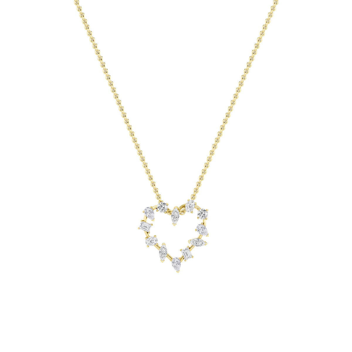 Emerald Shaped Lab Grown Diamond Heart Shaped Pendant