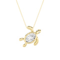 Oval Shaped Lab Grown Diamond Bezel Set Turtle Pendant