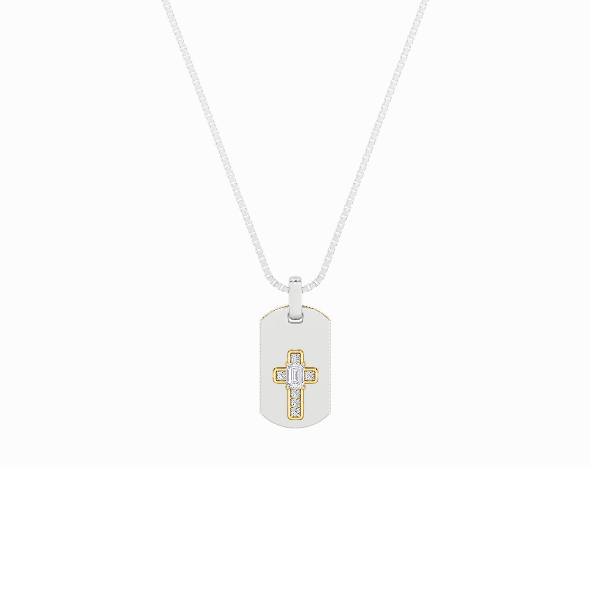 Emerald Shaped Lab Grown Diamond Dog Tag Pendant