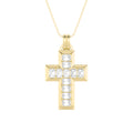 Emerald Shaped Lab Grown Diamond Cross Pendant