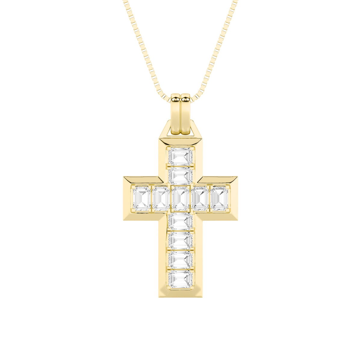 Emerald Shaped Lab Grown Diamond Cross Pendant