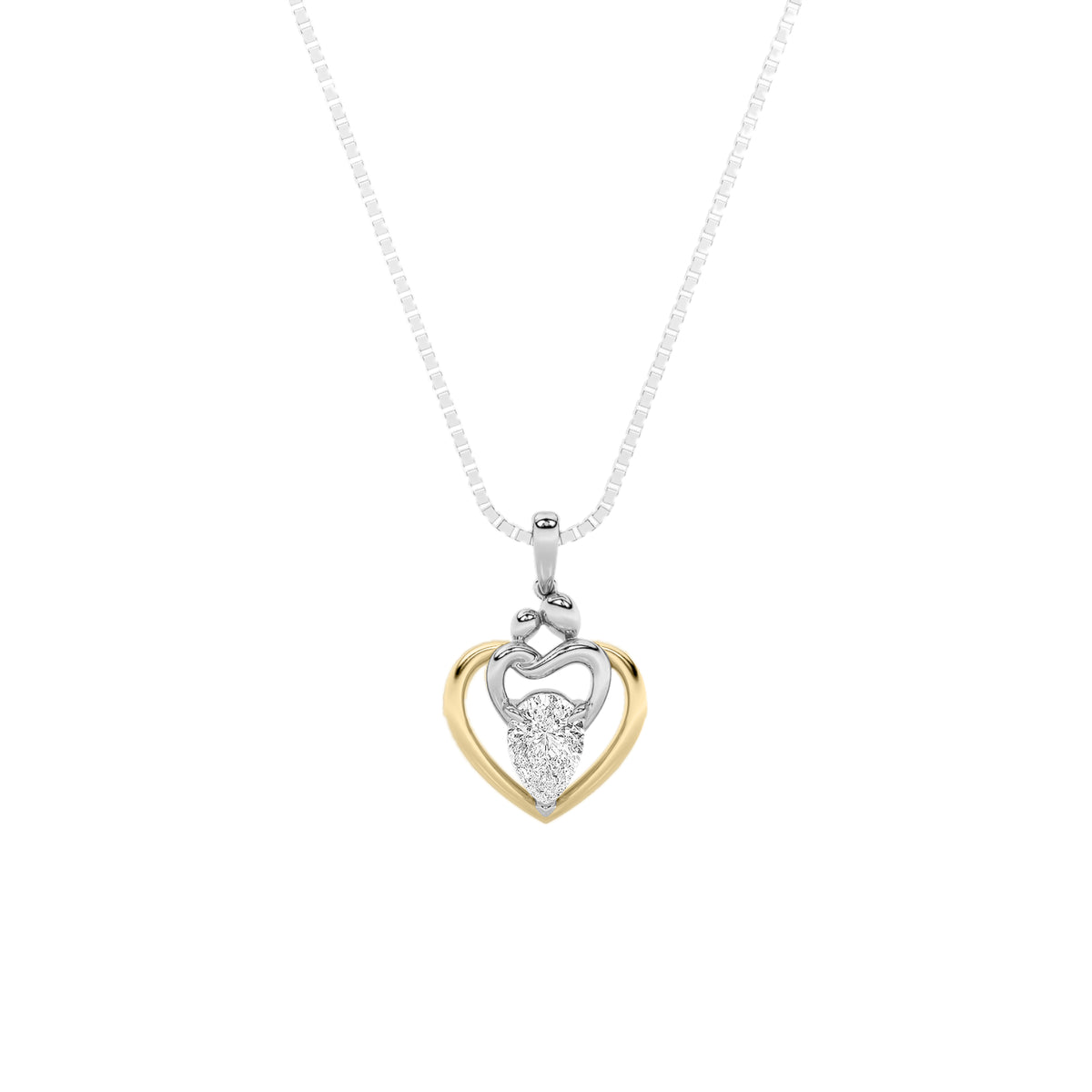 Pear Shaped Lab Grown Diamond Heart Shaped Pendant
