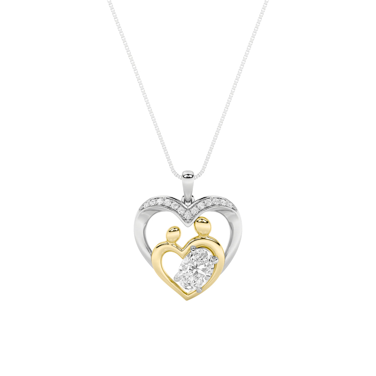 Oval Shaped Lab Grown Diamond Heart Shaped Pendant