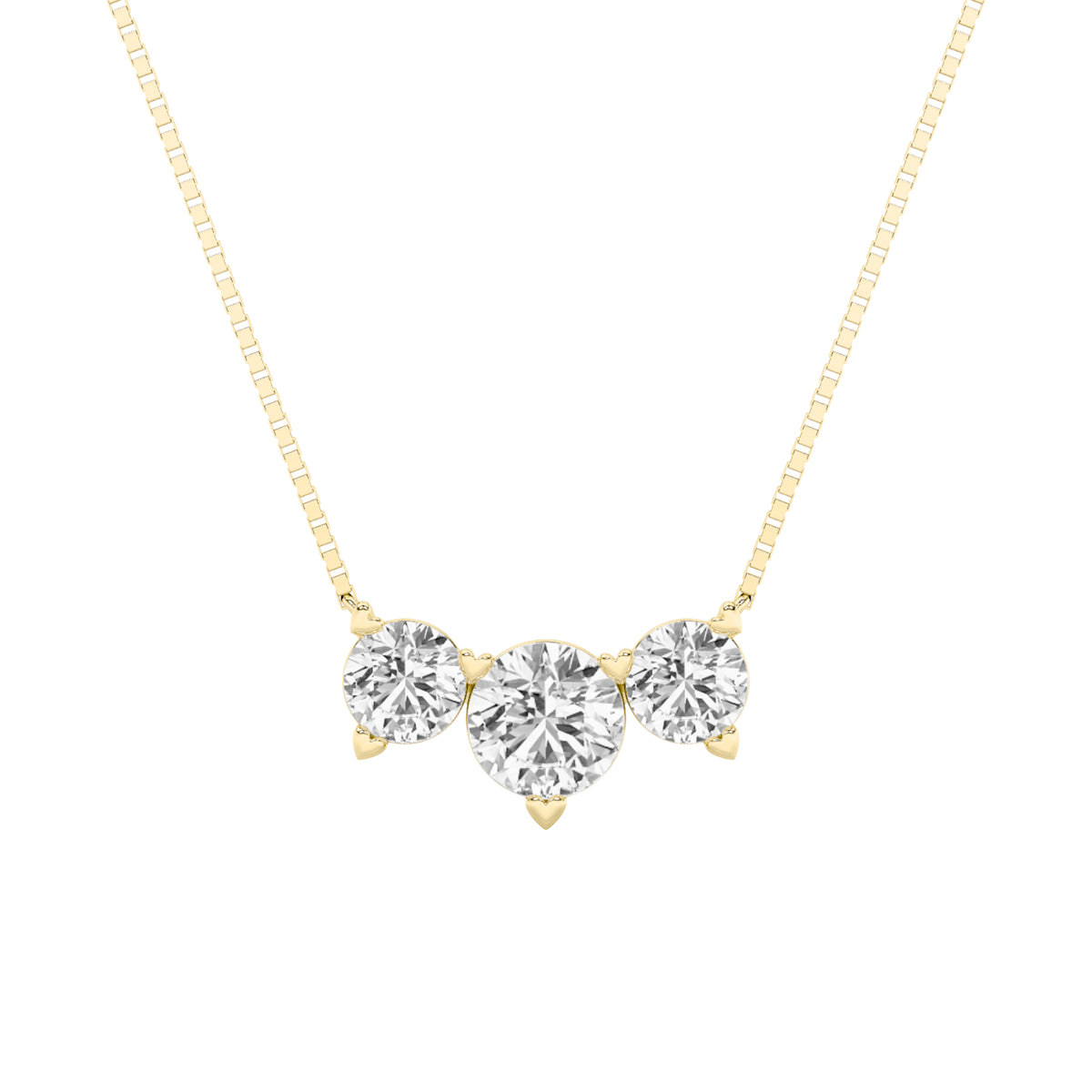 Round Shaped Lab Grown Diamond Three Stone Necklace