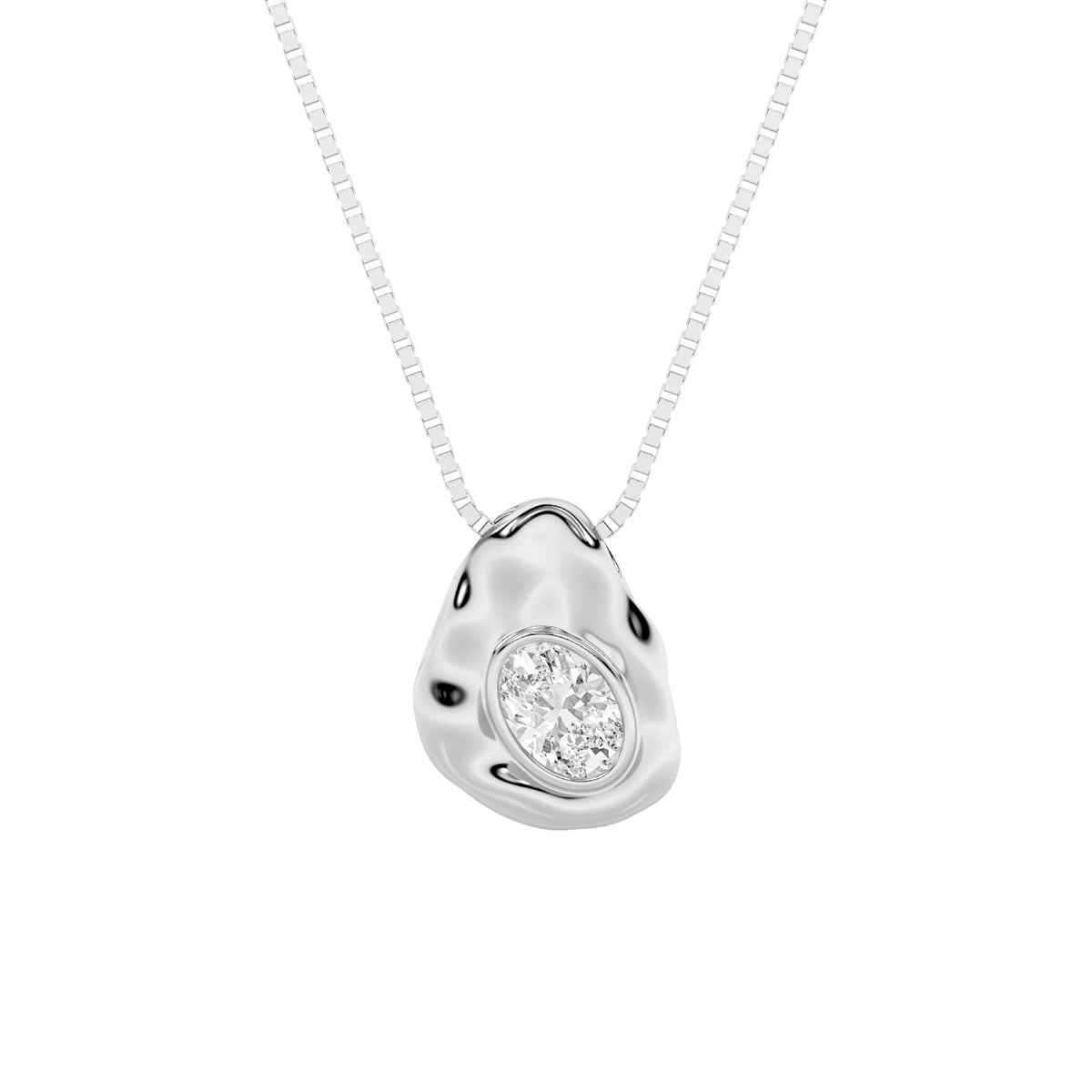 Oval Shaped Lab Grown Diamond Organic Design Solitaire Pendant