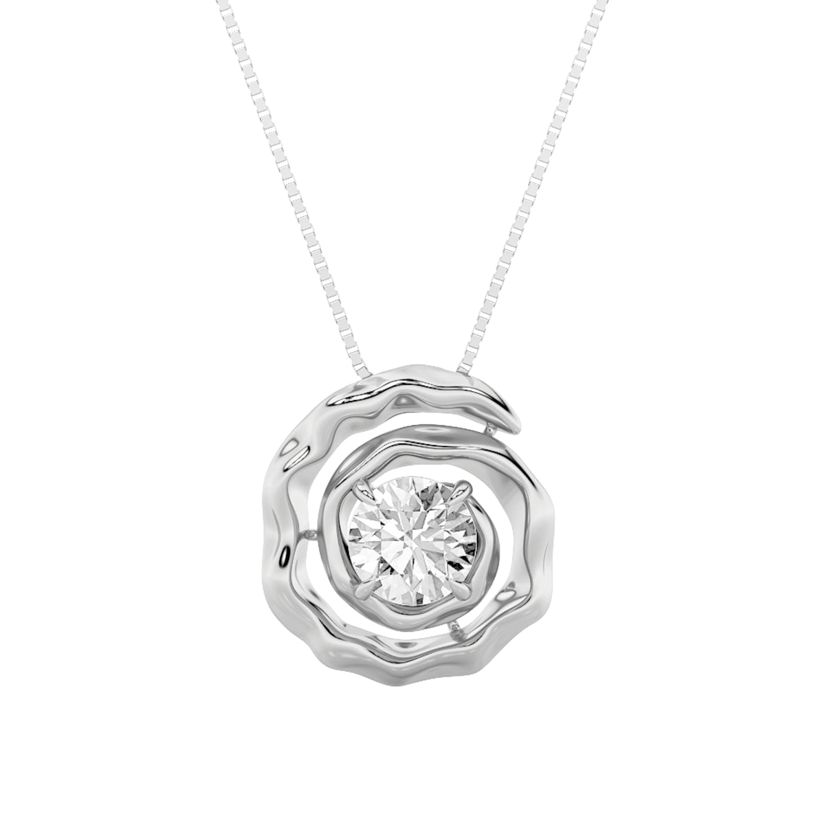 Round Shaped Lab Grown Diamond Organic Design Solitaire Pendant