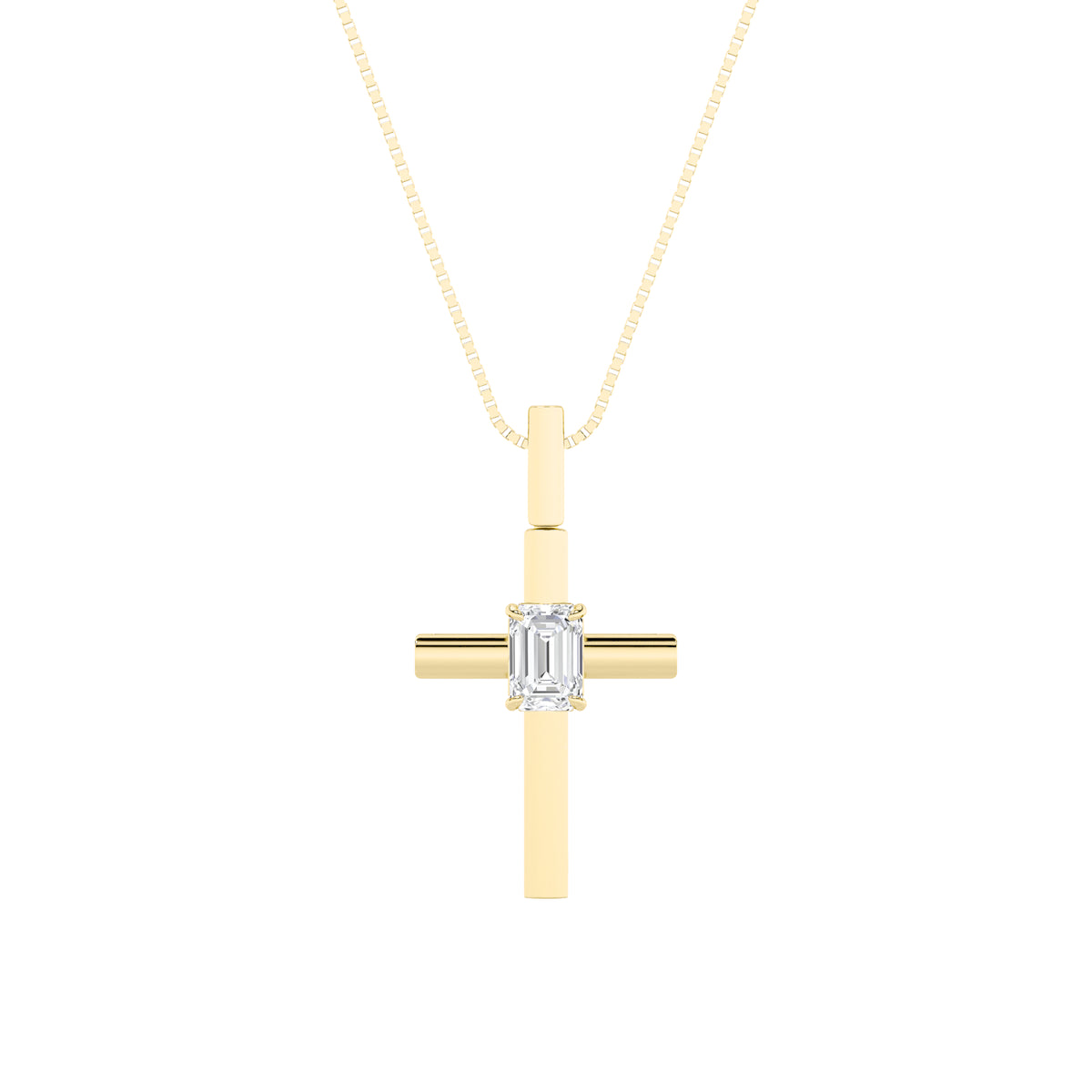 Emerald Shaped Lab Grown Diamond Cross Pendant