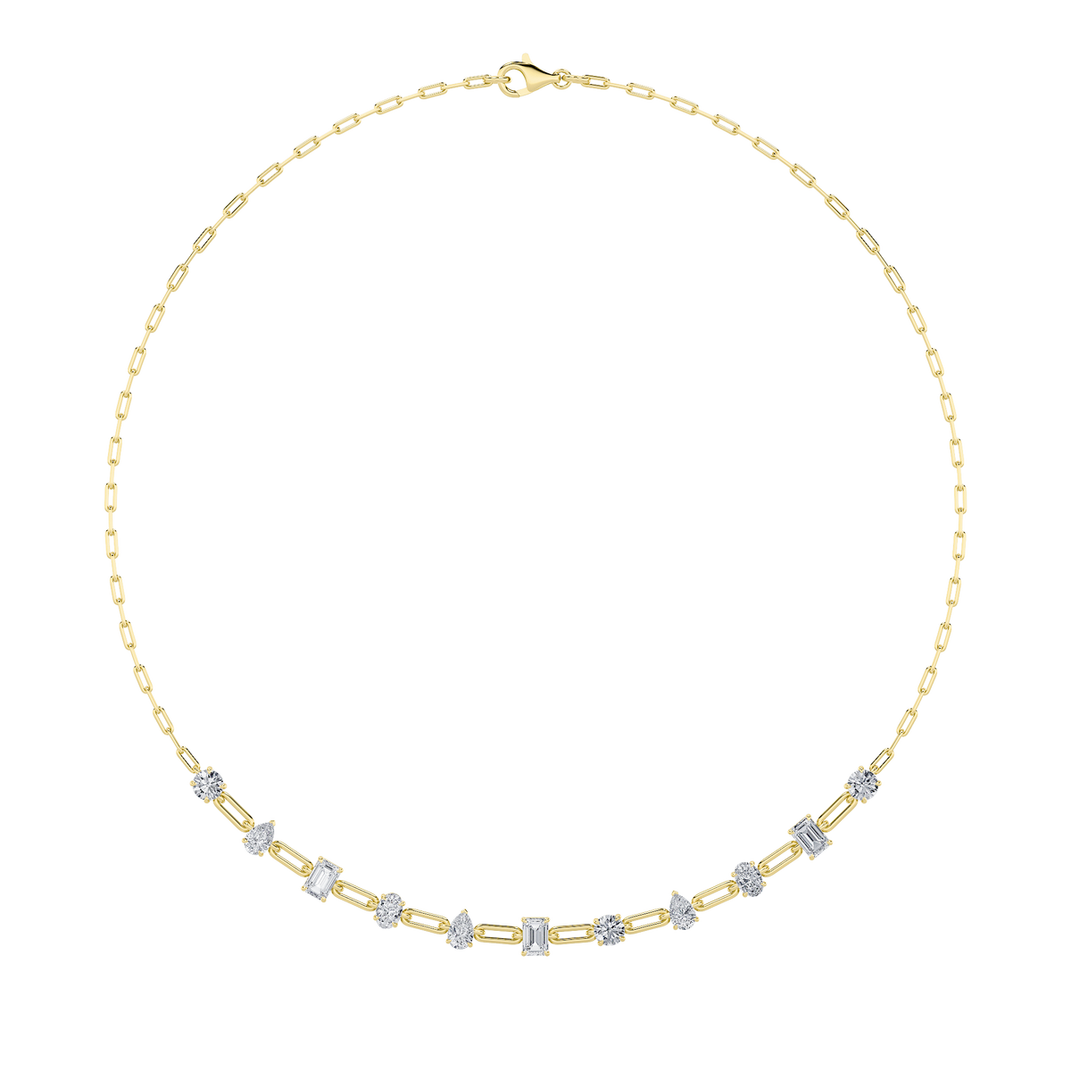 Emerald, Pear, Oval and Round Shaped Lab Grown Diamond Station Necklace
