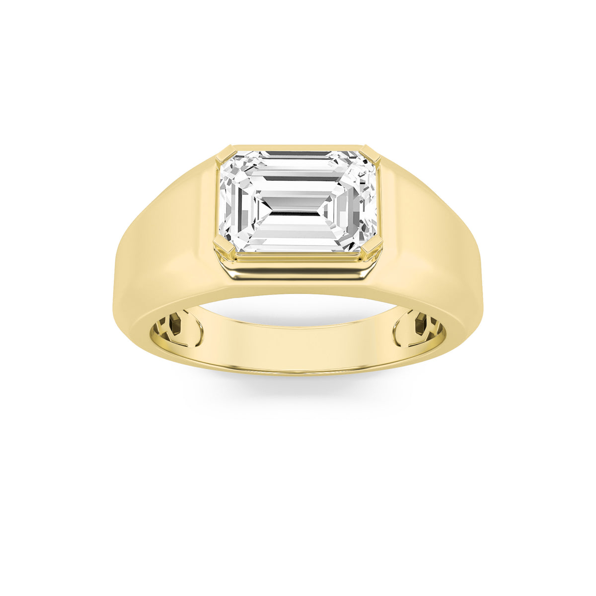 Emerald Shaped Lab Grown Diamond Mens Ring