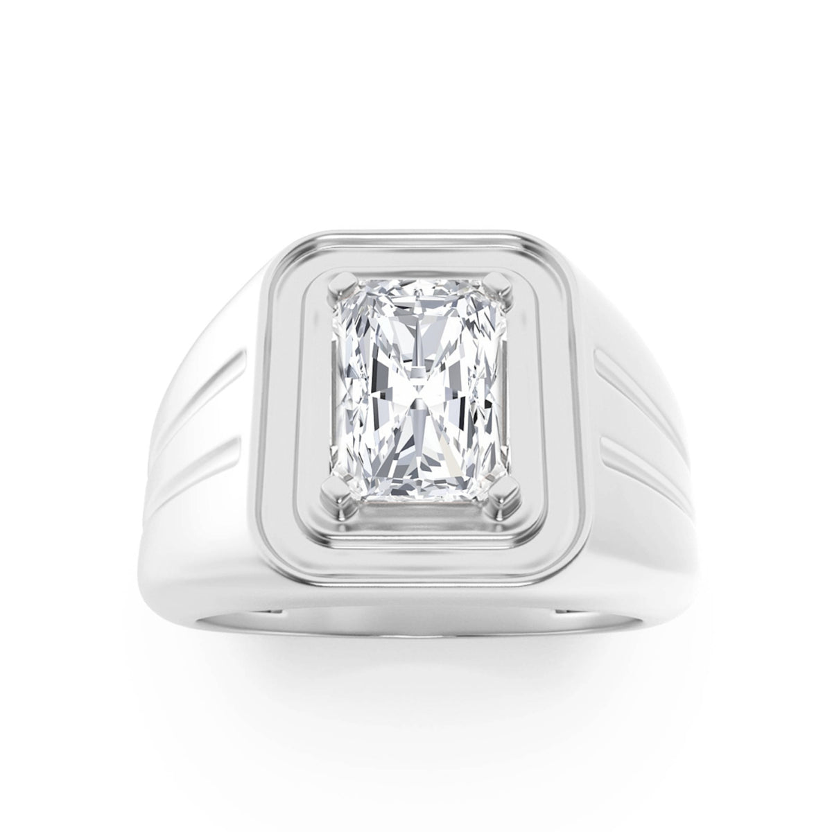 Emerald Shaped Lab Grown Diamond Mens Ring