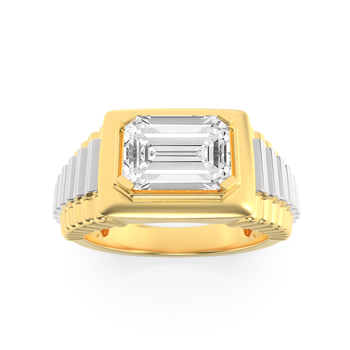 Emerald Shaped Lab Grown Diamond Mens Ring