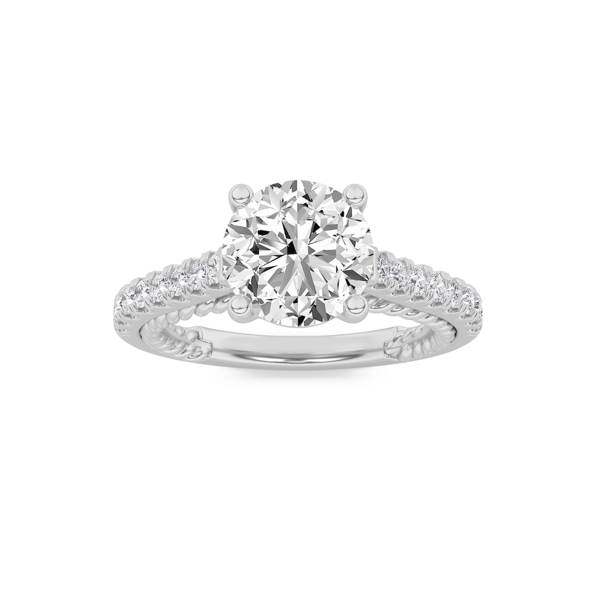 Lab Grown Diamond Two Tone Accented Rope Design Engagement Ring