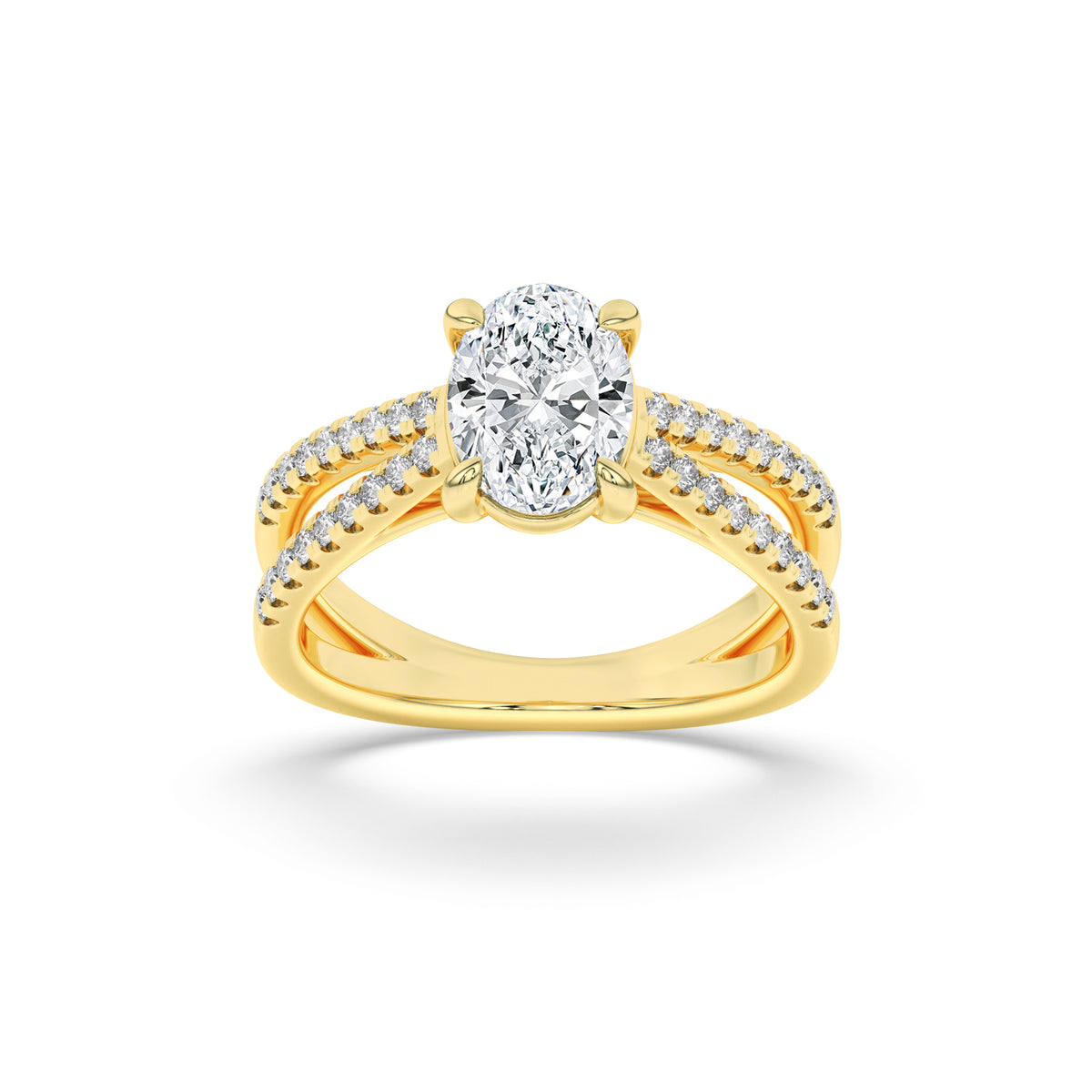 Lab Grown Diamond Cross Shank Accented Engagement Ring