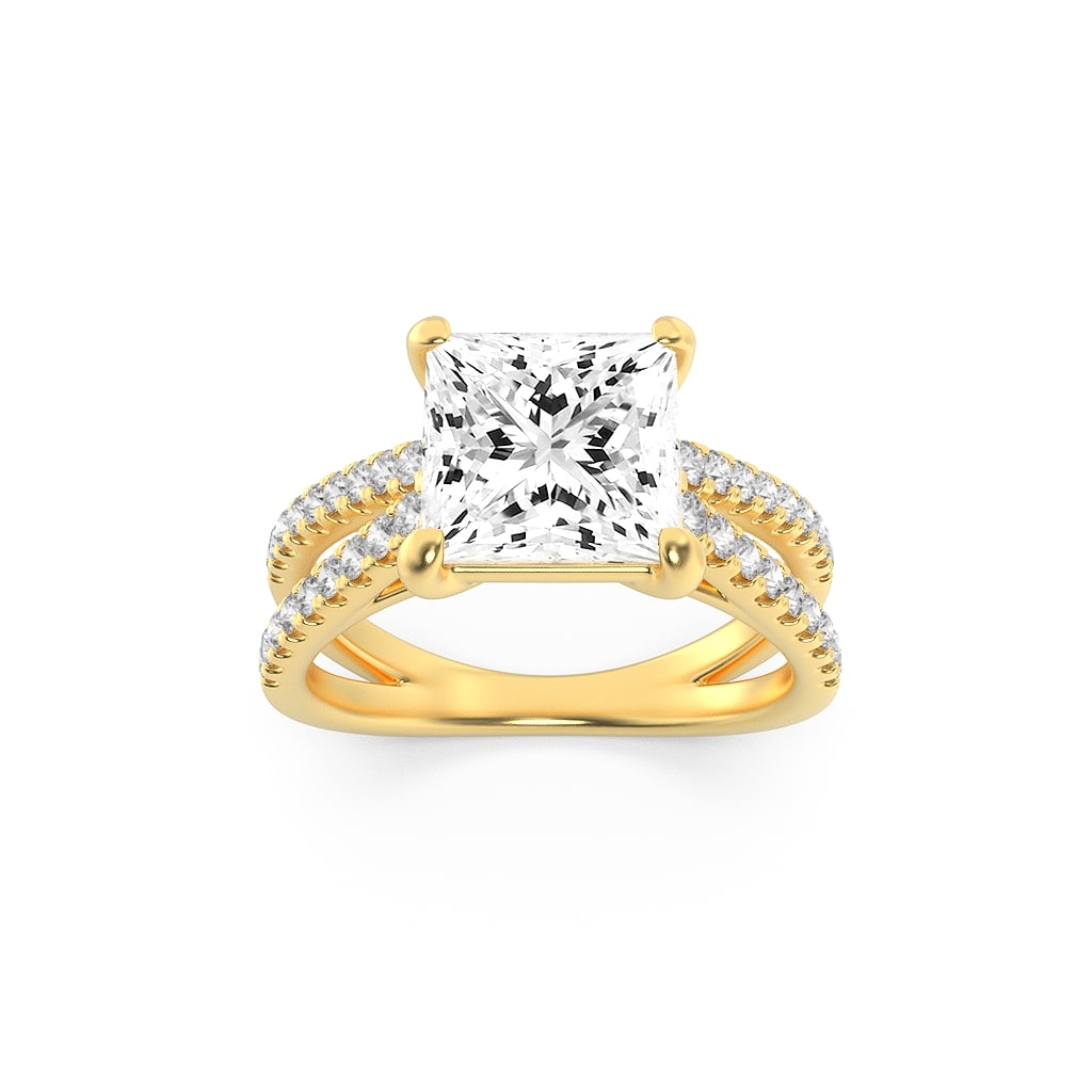 Lab Grown Diamond Cross Shank Accented Engagement Ring