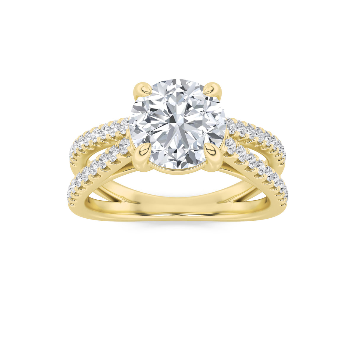 Lab Grown Diamond Cross Shank Accented Engagement Ring