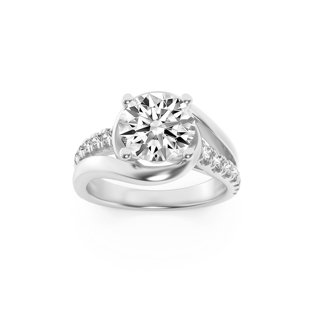 Lab Grown Diamond Swirl Shank Accented Engagement Ring