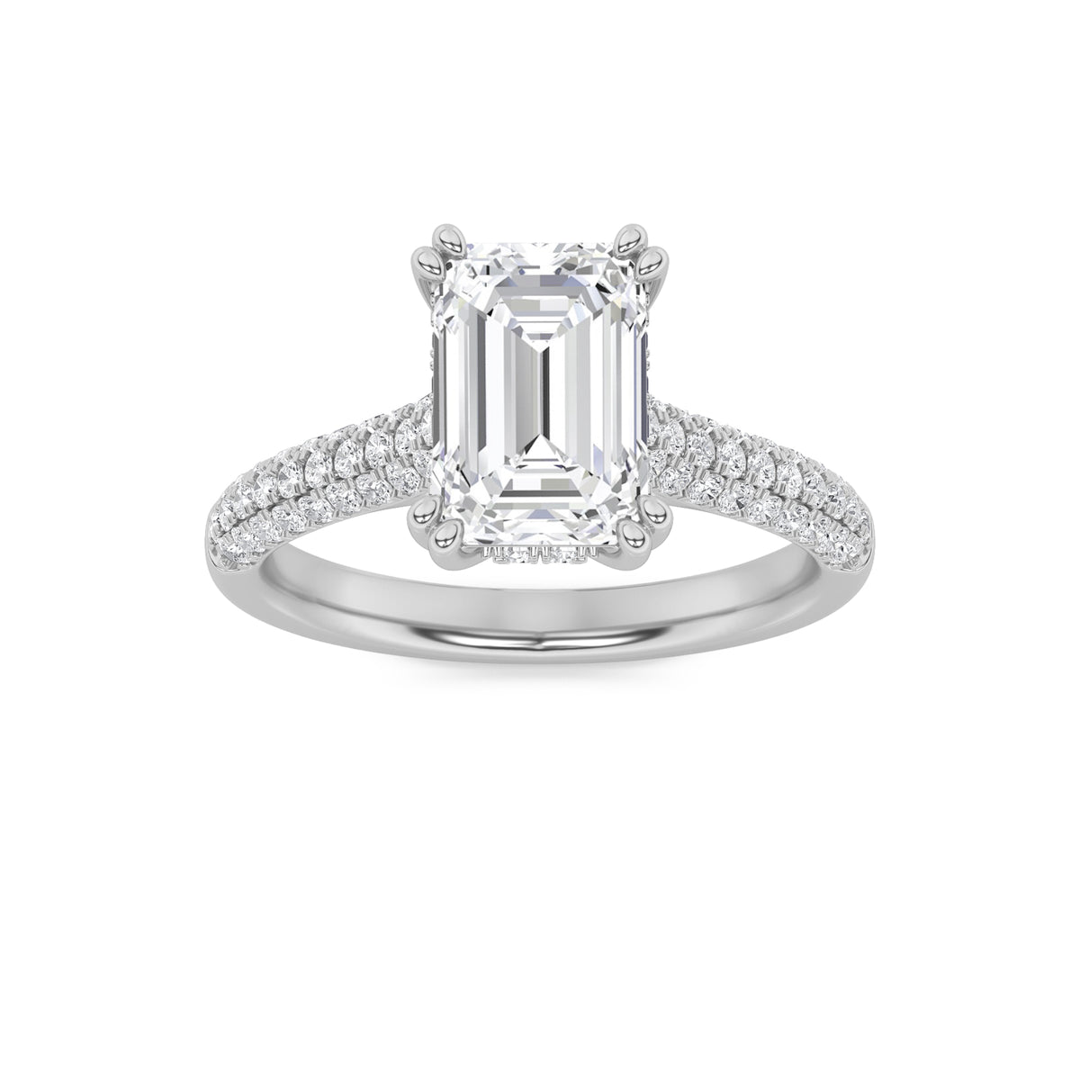 Lab Grown Diamond Triple Row Accented Engagement Ring