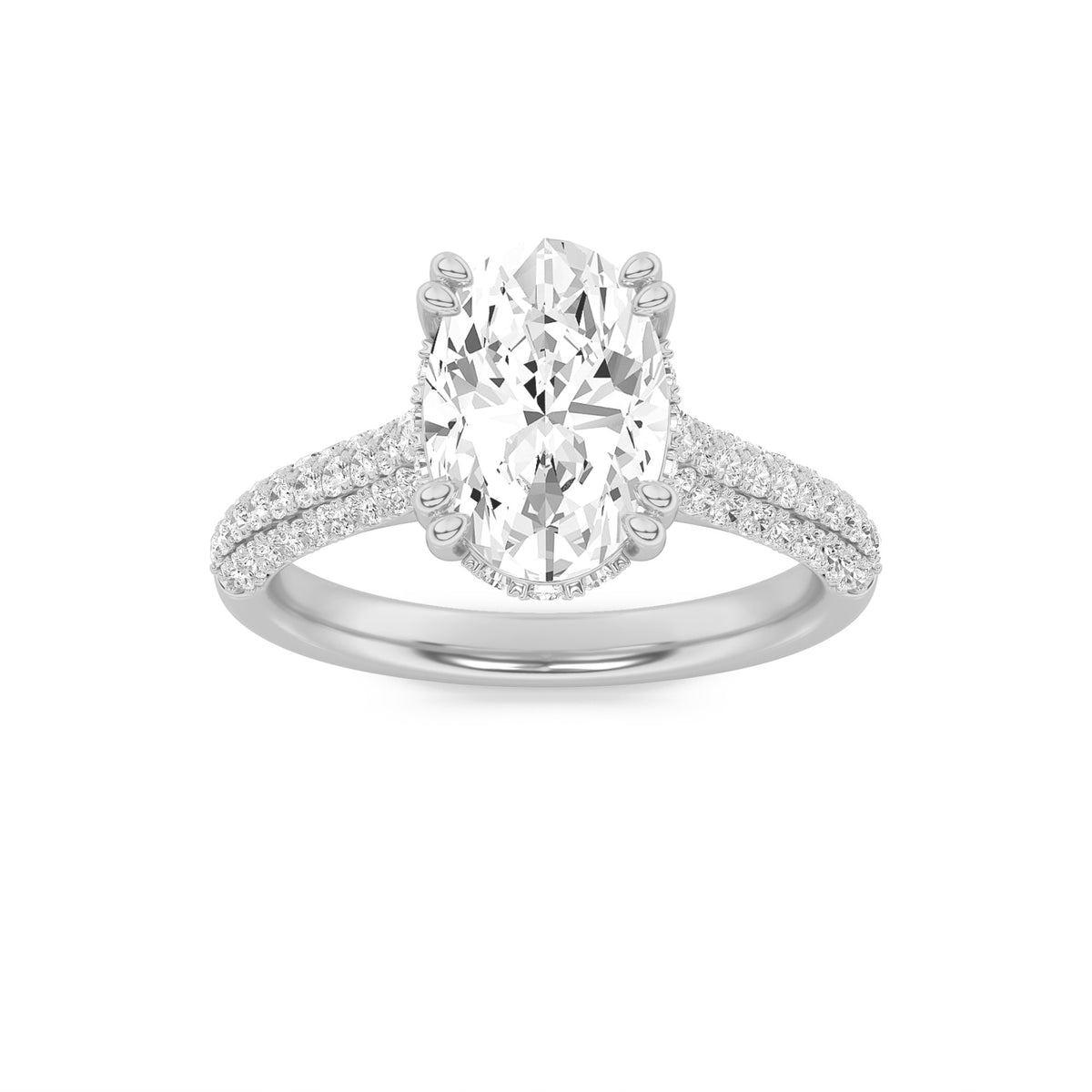 Lab Grown Diamond Triple Row Accented Engagement Ring