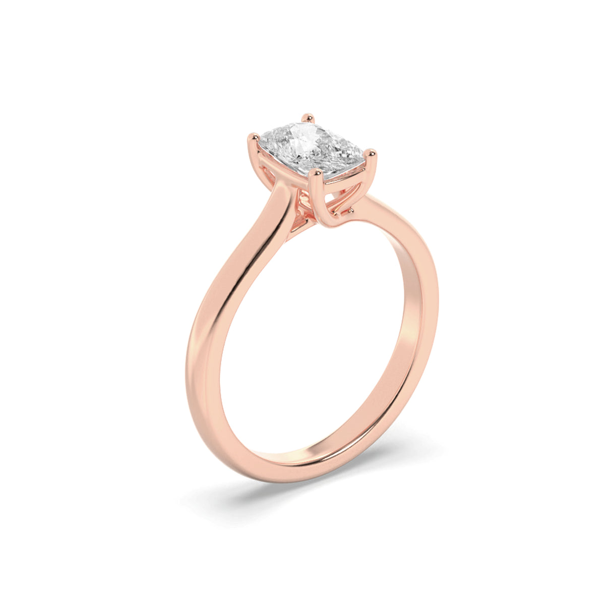 Lab Grown Diamond Plain Cathedral Trellis Shank Solitaire Engagement Ring