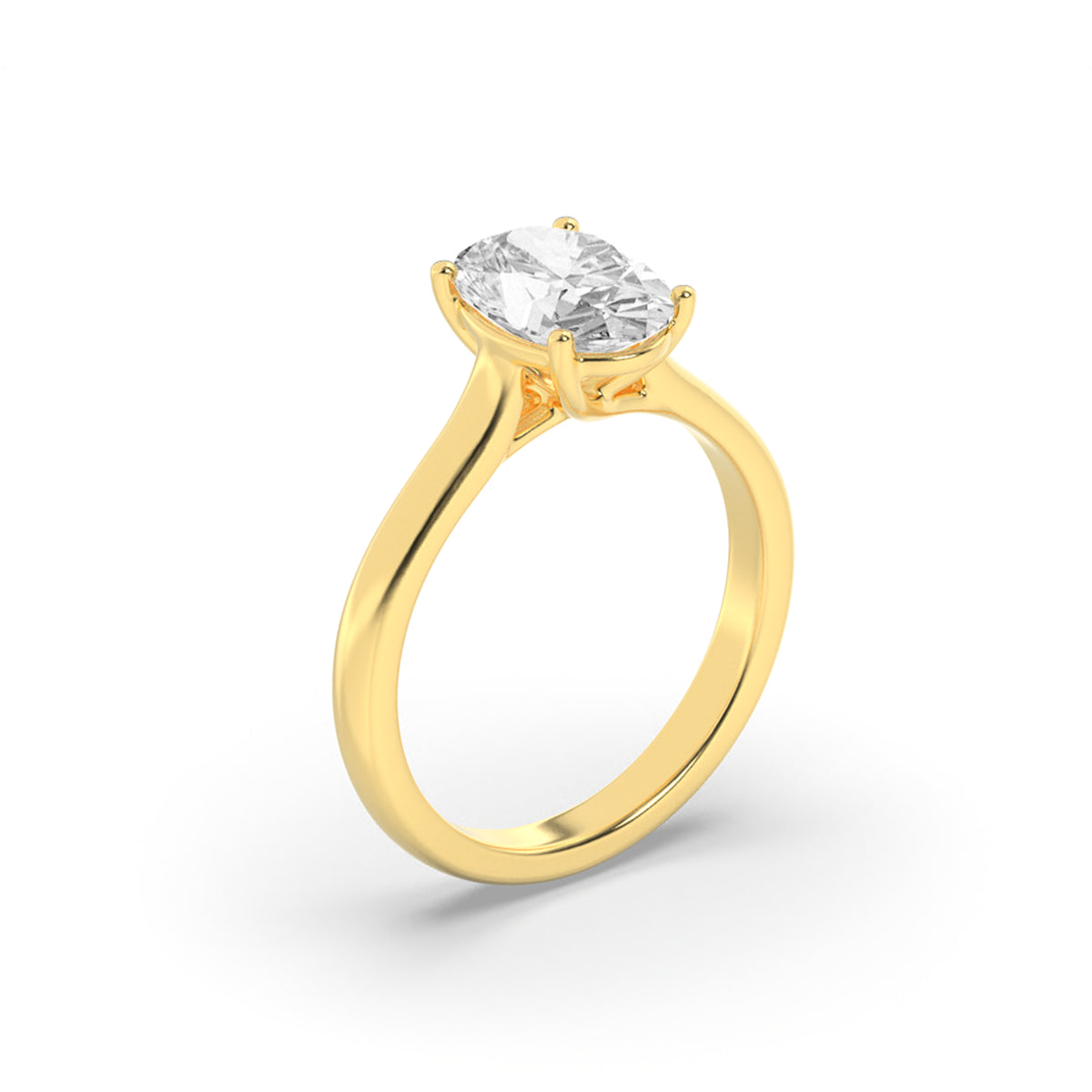 Lab Grown Diamond Plain Cathedral Trellis Shank Solitaire Engagement Ring