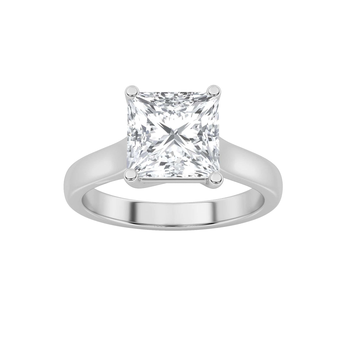 Lab Grown Diamond Plain Cathedral Trellis Shank Solitaire Engagement Ring