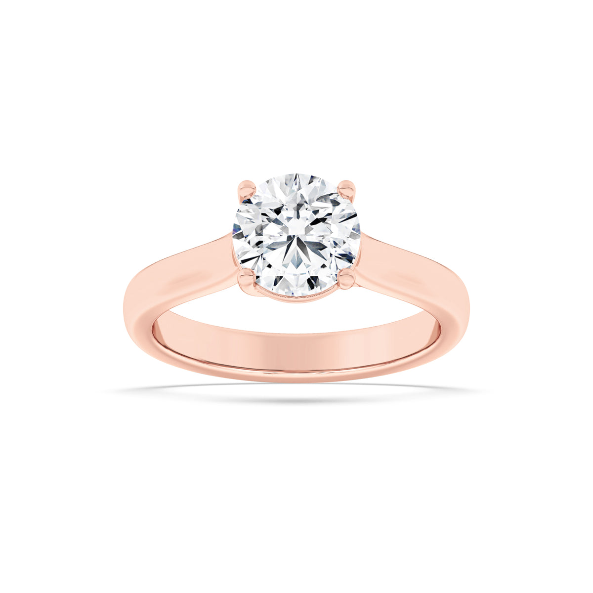Lab Grown Diamond Plain Cathedral Trellis Shank Solitaire Engagement Ring