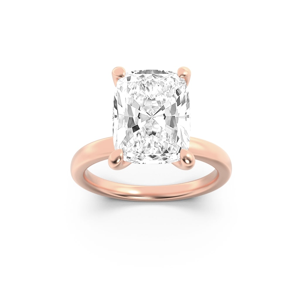 Lab Grown Diamond Hidden Halo Plain Shank Engagement Ring