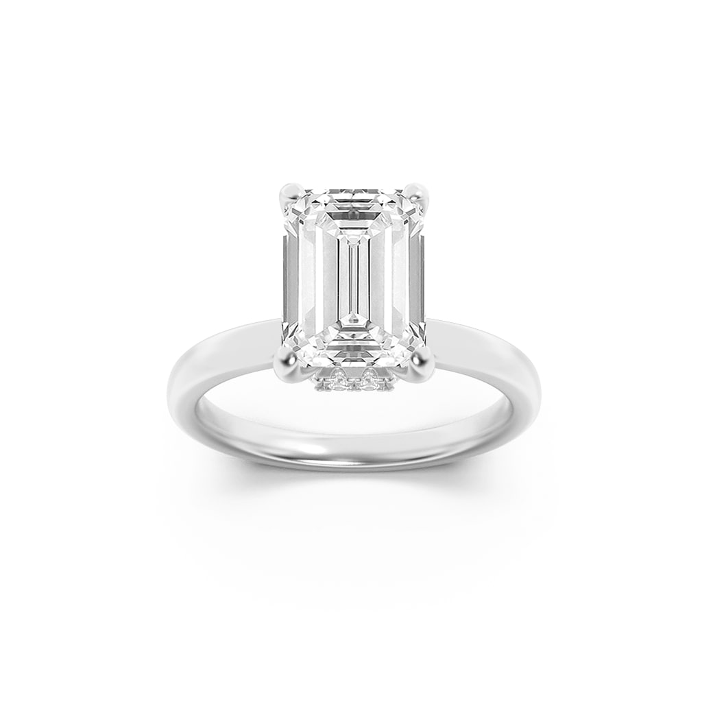 Lab Grown Diamond Hidden Halo Plain Shank Engagement Ring