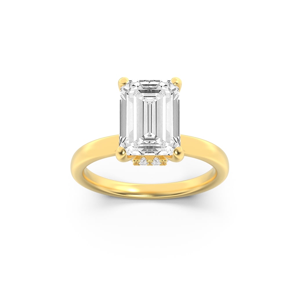 Lab Grown Diamond Hidden Halo Plain Shank Engagement Ring