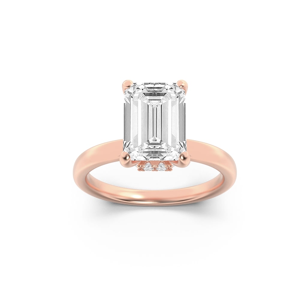 Lab Grown Diamond Hidden Halo Plain Shank Engagement Ring