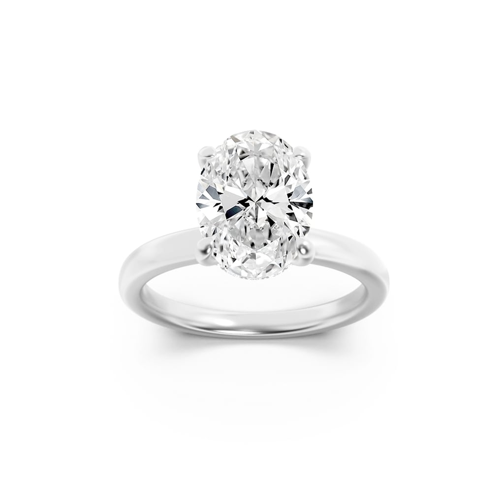 Lab Grown Diamond Hidden Halo Plain Shank Engagement Ring