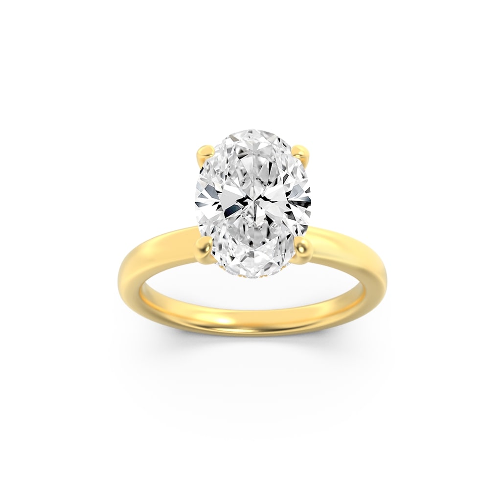 Lab Grown Diamond Hidden Halo Plain Shank Engagement Ring