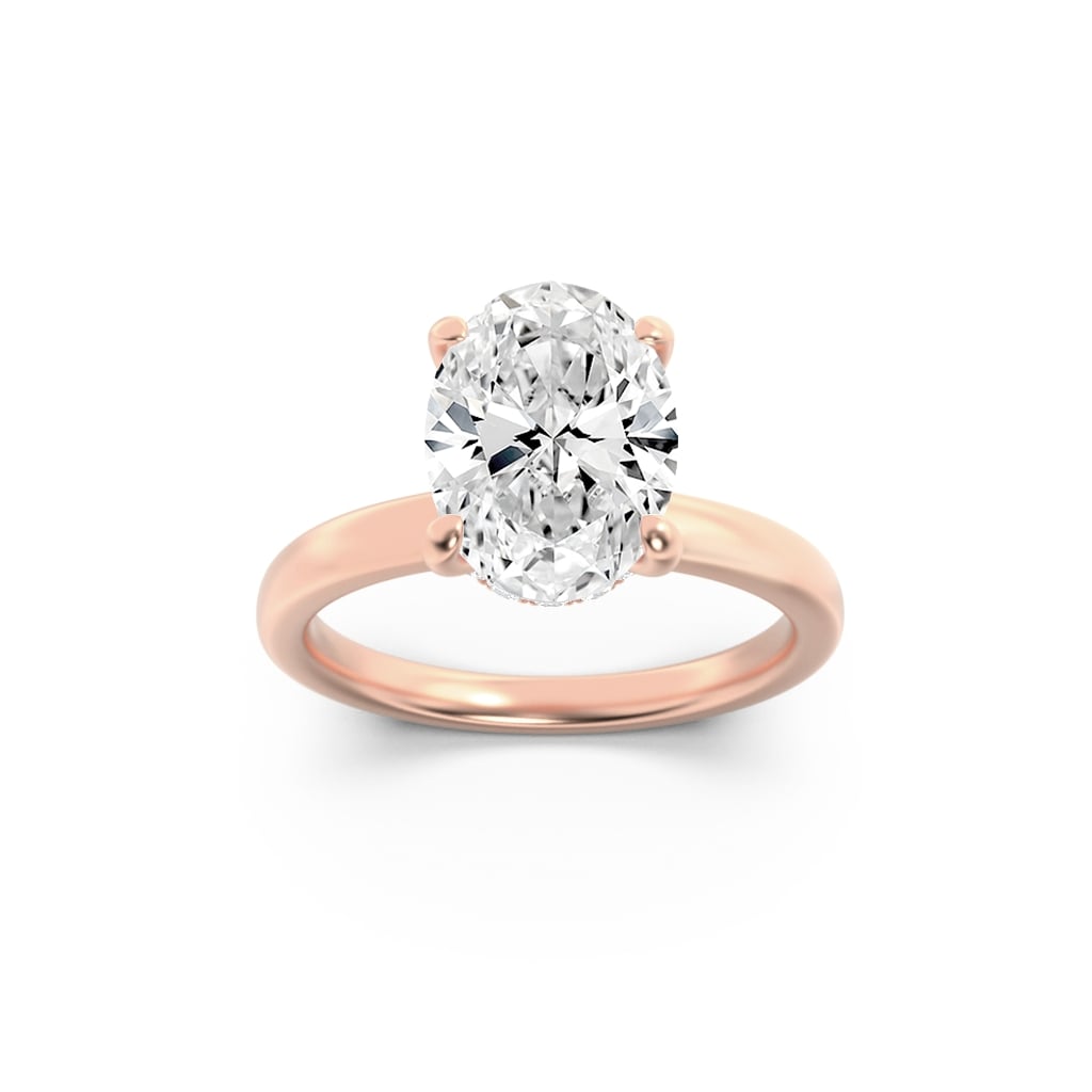 Lab Grown Diamond Hidden Halo Plain Shank Engagement Ring