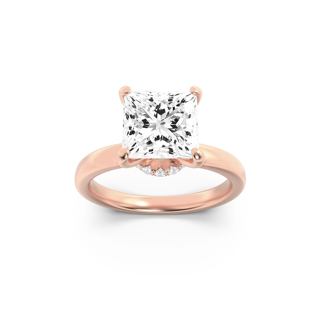 Lab Grown Diamond Hidden Halo Plain Shank Engagement Ring