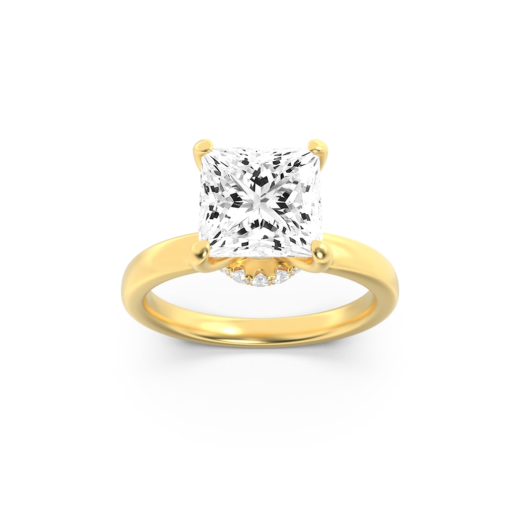 Lab Grown Diamond Hidden Halo Plain Shank Engagement Ring