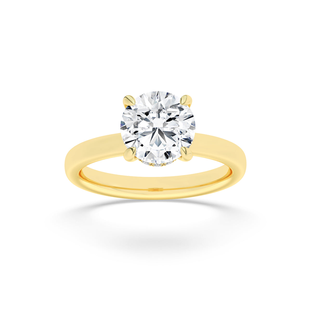 Lab Grown Diamond Hidden Halo Plain Shank Engagement Ring