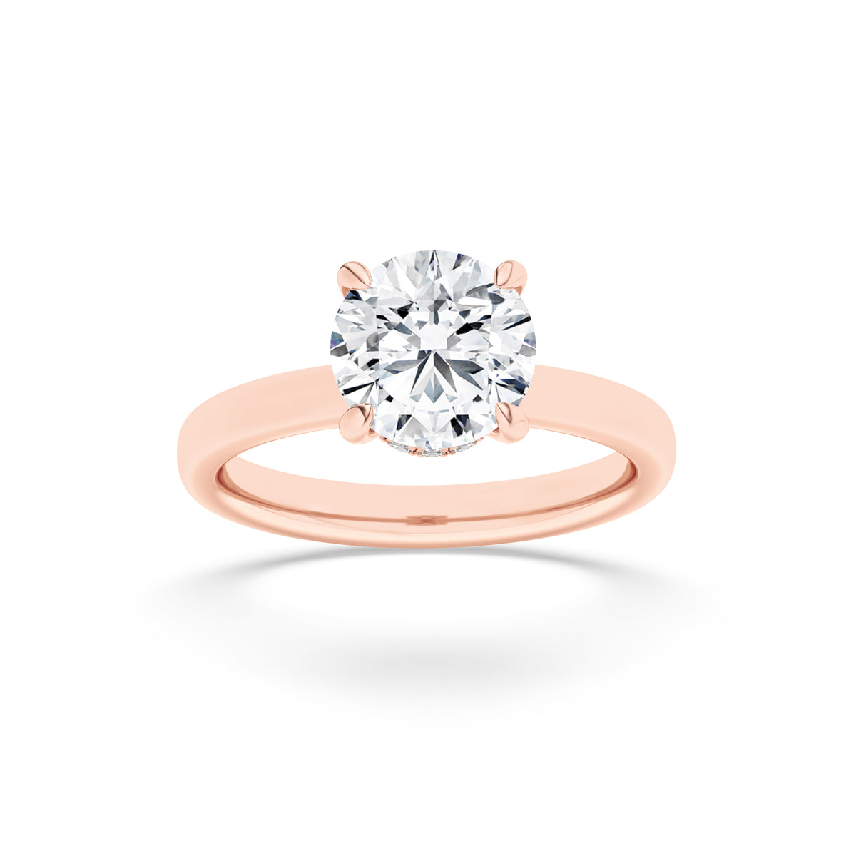 Lab Grown Diamond Hidden Halo Plain Shank Engagement Ring