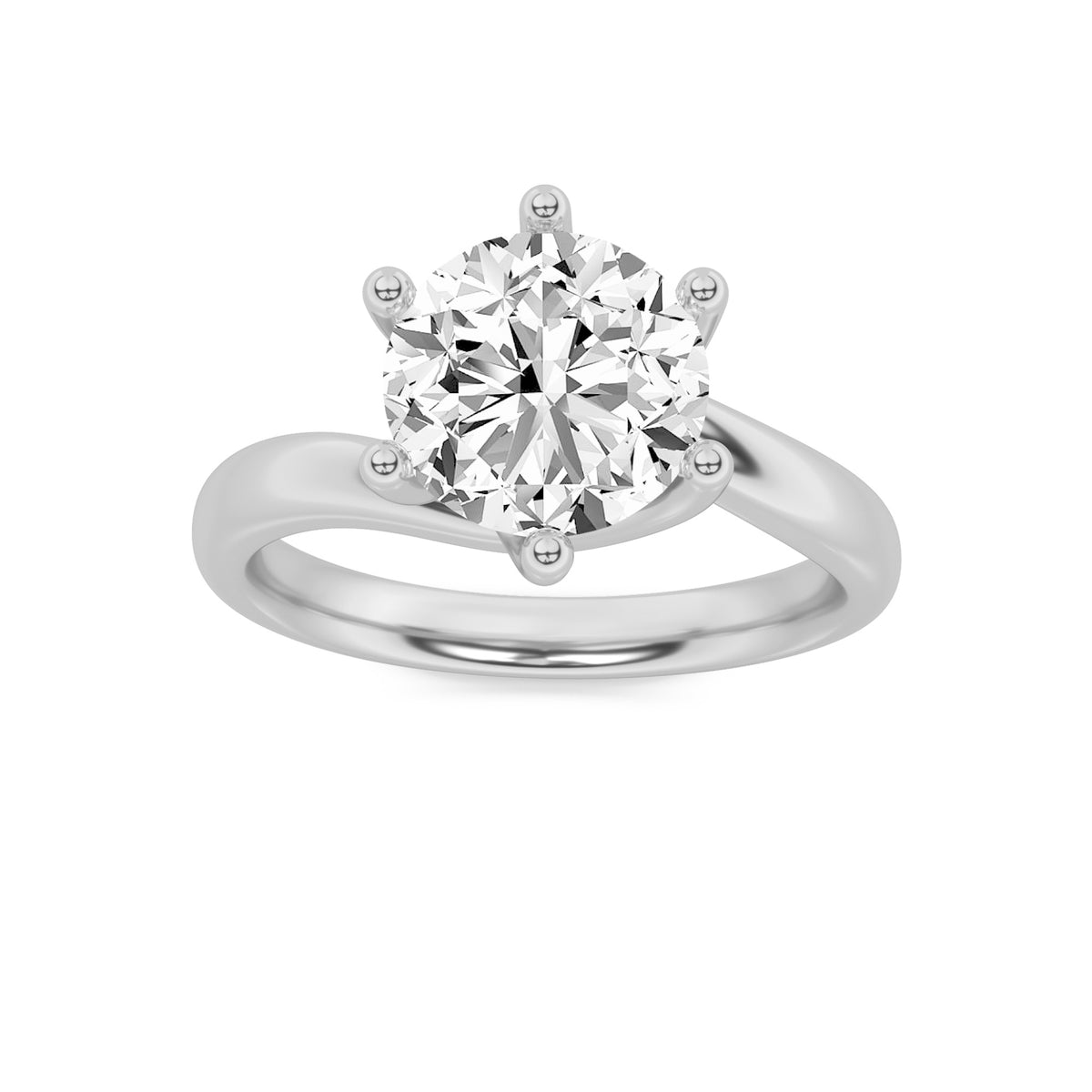 Round Shaped Lab Grown Diamond Bypass Shank Engagement Ring