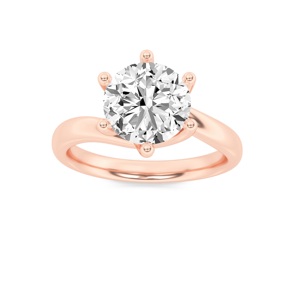Round Shaped Lab Grown Diamond Bypass Shank Engagement Ring
