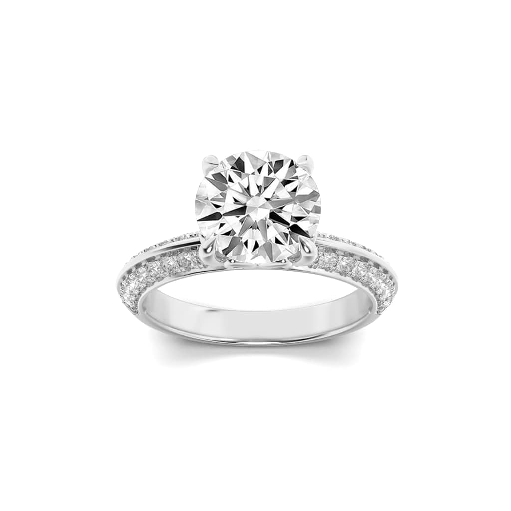 Round Shaped Lab Grown Diamond Micro Pave Knife Edge Accent Ring