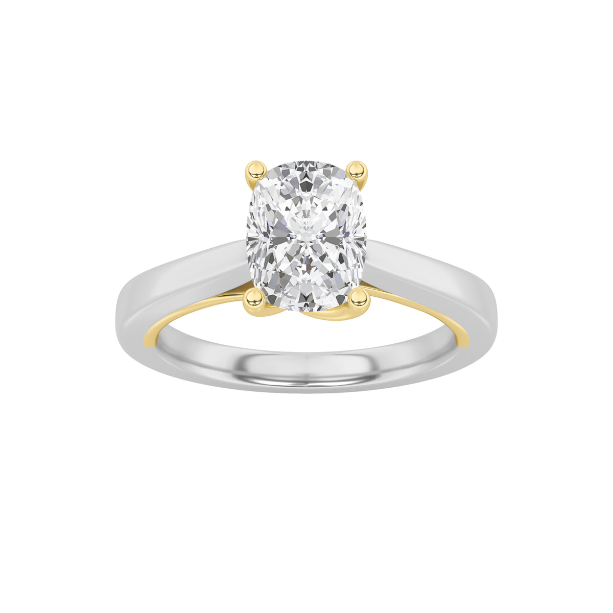 Lab Grown Diamond Two Tone Twisted Basket Cathedral Shank Solitaire Ring