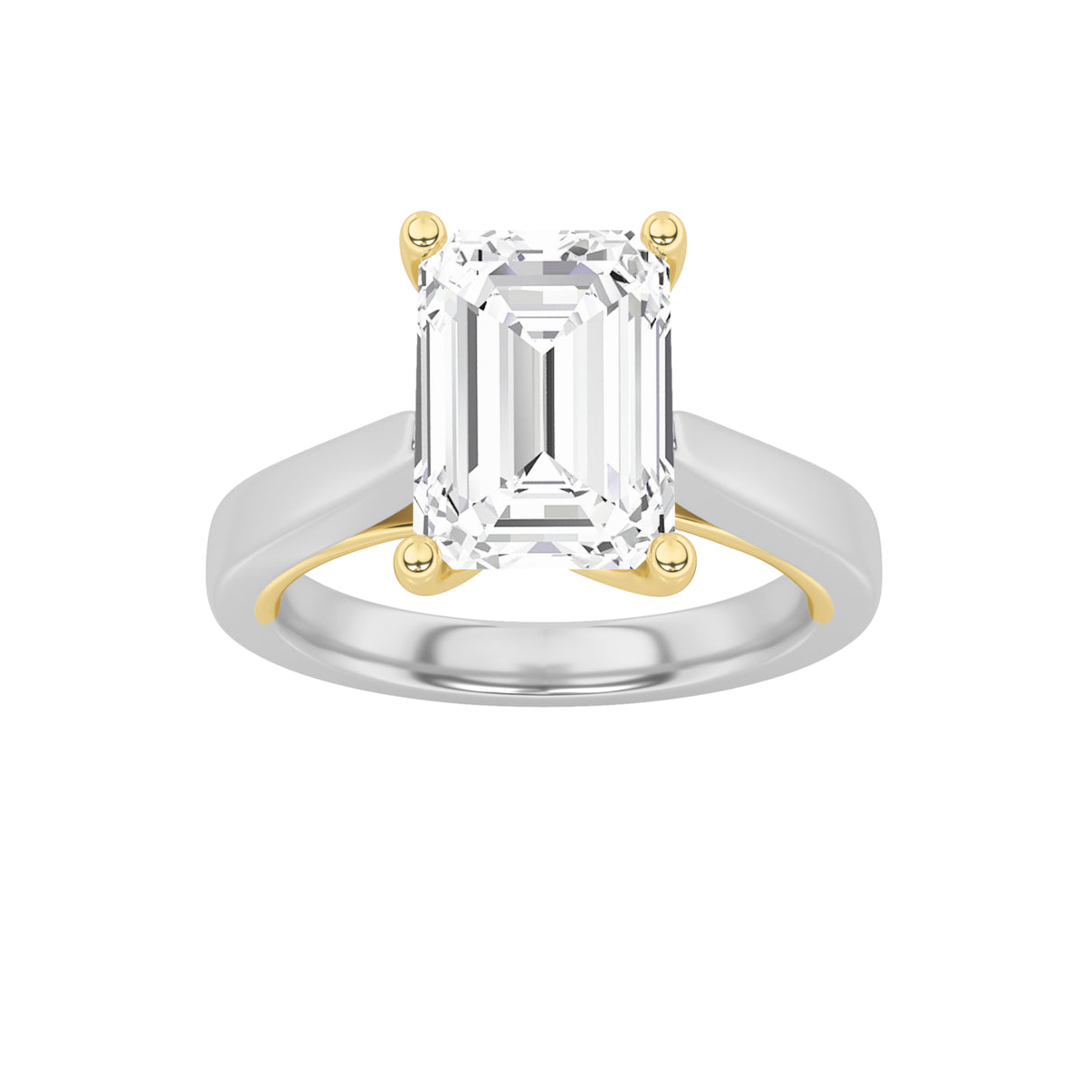 Lab Grown Diamond Two Tone Twisted Basket Cathedral Shank Solitaire Ring