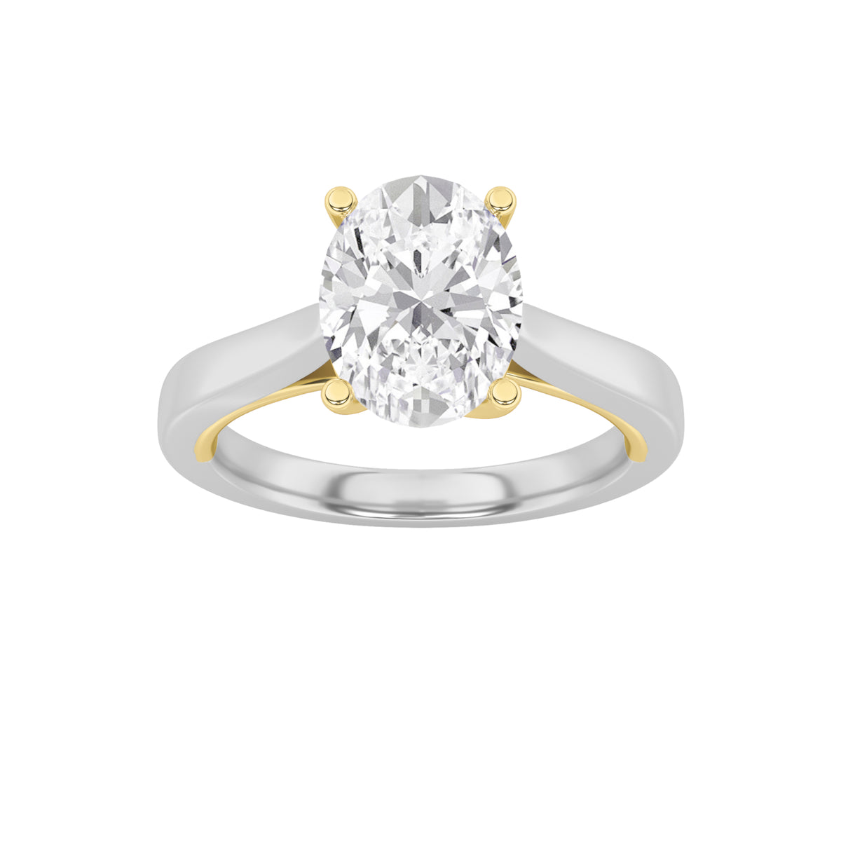 Lab Grown Diamond Two Tone Twisted Basket Cathedral Shank Solitaire Ring