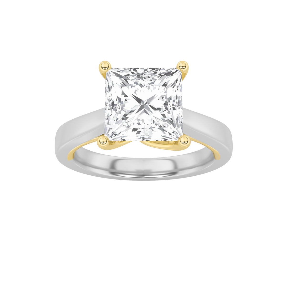 Lab Grown Diamond Two Tone Twisted Basket Cathedral Shank Solitaire Ring