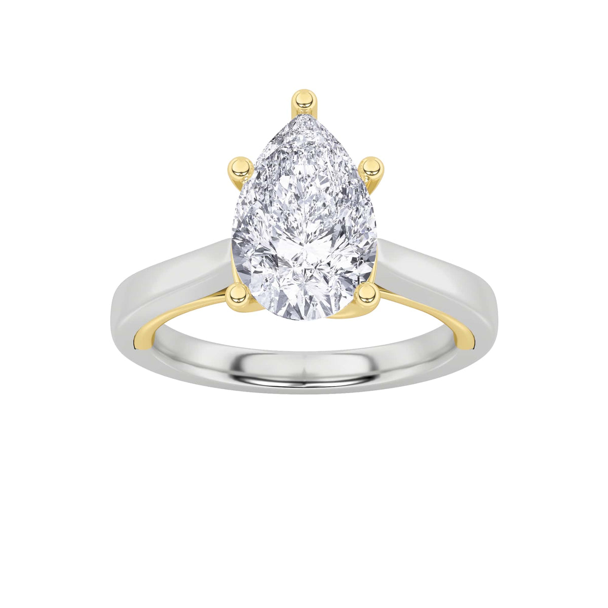 Lab Grown Diamond Two Tone Twisted Basket Cathedral Shank Solitaire Ring