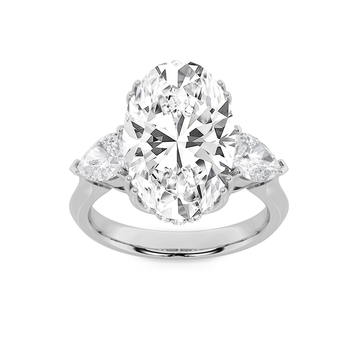 Oval Shaped Lab Grown Diamond Bold Statement Accented Ring