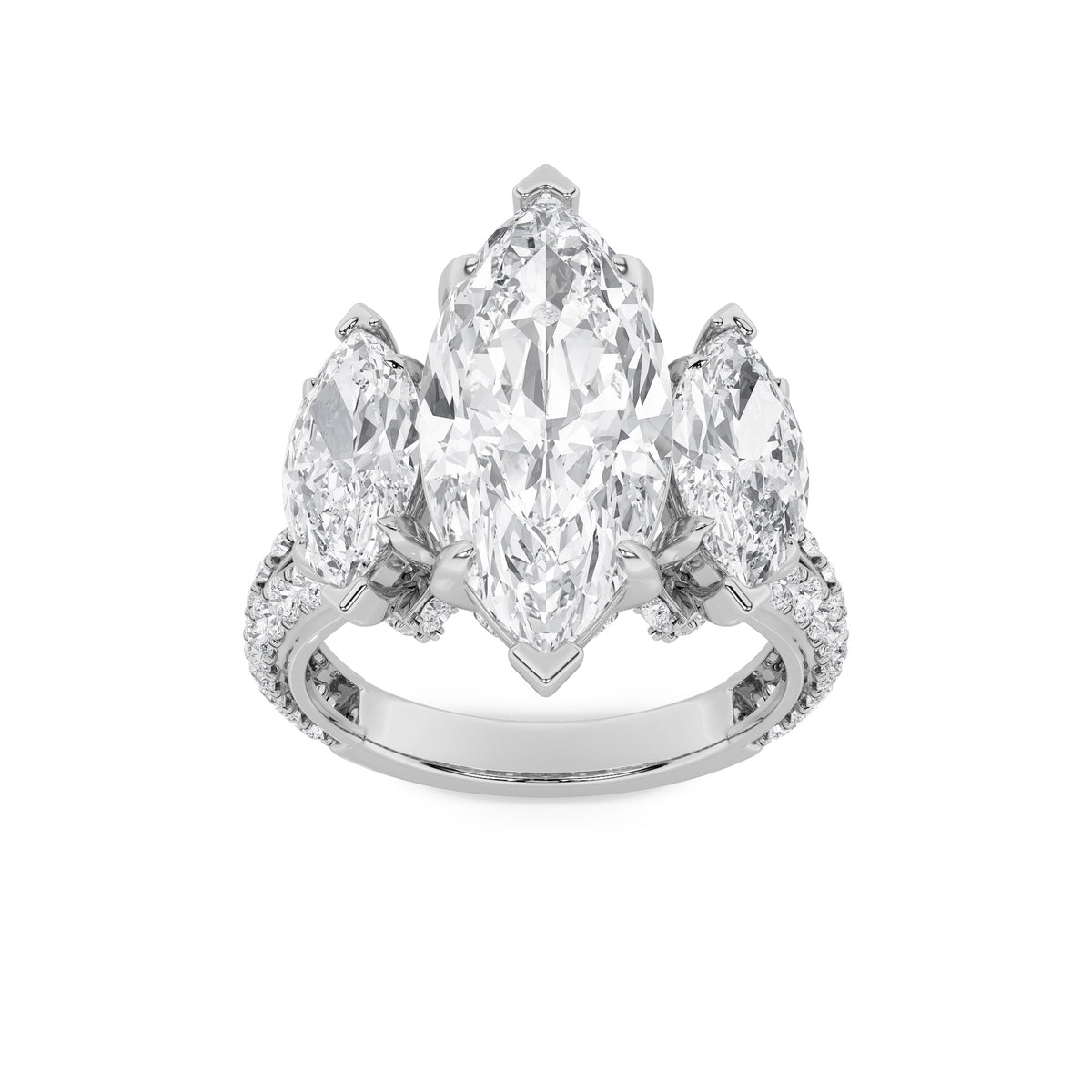 Marquise Shaped Lab Grown Diamond Bold Statement Accented Ring